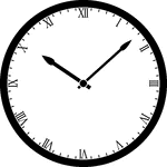 Round clock with Roman numerals showing time 10:08