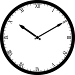 Round clock with Roman numerals showing time 10:10