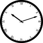 Round clock with Roman numerals showing time 10:12