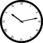 Round clock with Roman numerals showing time 10:13
