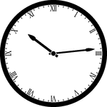 Round clock with Roman numerals showing time 10:14