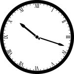 Round clock with Roman numerals showing time 10:18