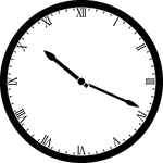 Round clock with Roman numerals showing time 10:19