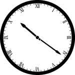 Round clock with Roman numerals showing time 10:21