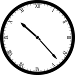 Round clock with Roman numerals showing time 10:23
