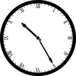 Round clock with Roman numerals showing time 10:25