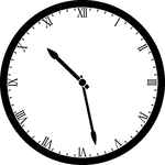 Round clock with Roman numerals showing time 10:28