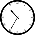 Round clock with Roman numerals showing time 10:35
