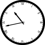 Round clock with Roman numerals showing time 10:43