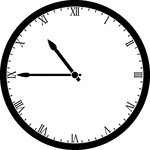 Round clock with Roman numerals showing time 10:45