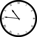 Round clock with Roman numerals showing time 10:46