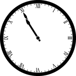 Round clock with Roman numerals showing time 10:55