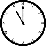 Round clock with Roman numerals showing time 11:00