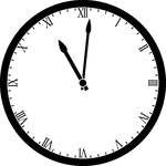 Round clock with Roman numerals showing time 11:01