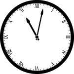 Round clock with Roman numerals showing time 11:02