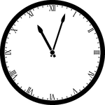 Round clock with Roman numerals showing time 11:03