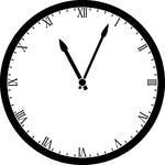 Round clock with Roman numerals showing time 11:04