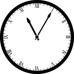 Round clock with Roman numerals showing time 11:05