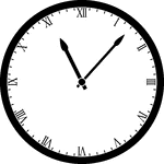 Round clock with Roman numerals showing time 11:07