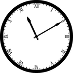 Round clock with Roman numerals showing time 11:10