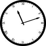 Round clock with Roman numerals showing time 11:12