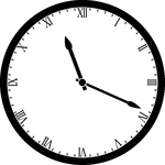 Round clock with Roman numerals showing time 11:19