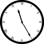 Round clock with Roman numerals showing time 11:25