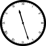 Round clock with Roman numerals showing time 11:27