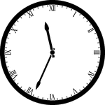 Round clock with Roman numerals showing time 11:34