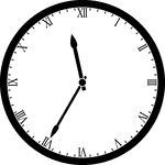 Round clock with Roman numerals showing time 11:35