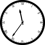 Round clock with Roman numerals showing time 11:36