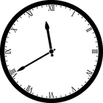 Round clock with Roman numerals showing time 11:40