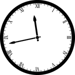 Round clock with Roman numerals showing time 11:43