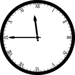 Round clock with Roman numerals showing time 11:45