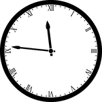 Round clock with Roman numerals showing time 11:46