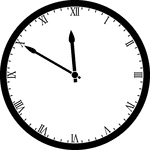 Round clock with Roman numerals showing time 11:50
