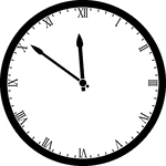 Round clock with Roman numerals showing time 11:51