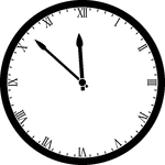 Round clock with Roman numerals showing time 11:52