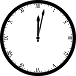 Round clock with Roman numerals showing time 12:02