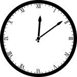 Round clock with Roman numerals showing time 12:09