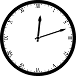 Round clock with Roman numerals showing time 12:12