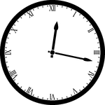 Round clock with Roman numerals showing time 12:17