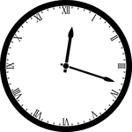 Round clock with Roman numerals showing time 12:18