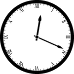 Round clock with Roman numerals showing time 12:19