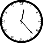 Round clock with Roman numerals showing time 12:23