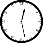 Round clock with Roman numerals showing time 12:28