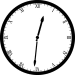 Round clock with Roman numerals showing time 12:31