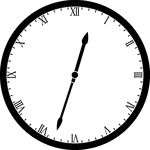 Round clock with Roman numerals showing time 12:33
