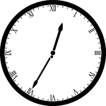 Round clock with Roman numerals showing time 12:35