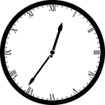 Round clock with Roman numerals showing time 12:36